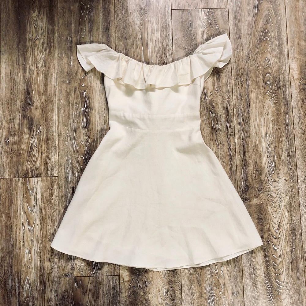 Zara Cream Off the Shoulder Dress
